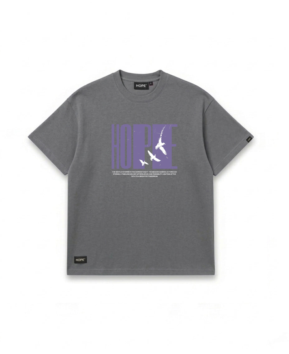 HOPE Bird Silhouette Oversized T-Shirt | Minimal Artistic Graphic Tee | Premium Cotton | Unisex
