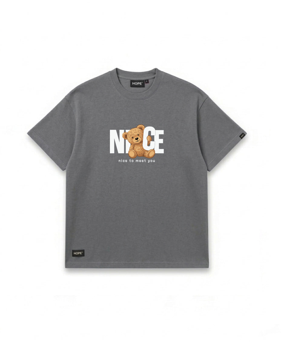 NICE Teddy Oversized T-Shirt | “Nice to Meet You” Graphic Tee | Premium Cotton | Unisex