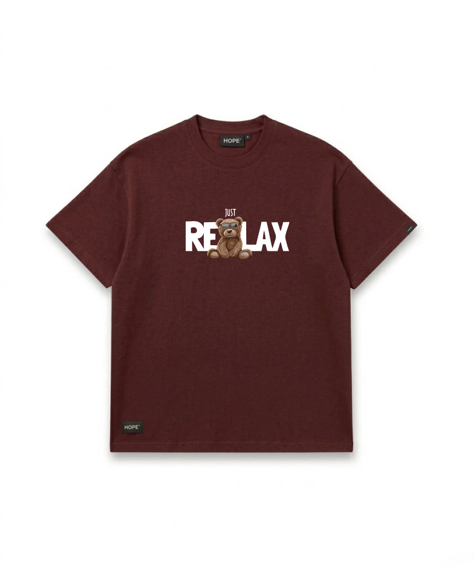 JUST RELAX Teddy Oversized T-Shirt | Premium Cotton | Casual Graphic Tee | Unisex