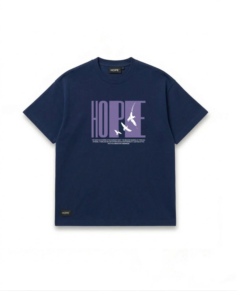 HOPE Bird Silhouette Oversized T-Shirt | Minimal Artistic Graphic Tee | Premium Cotton | Unisex