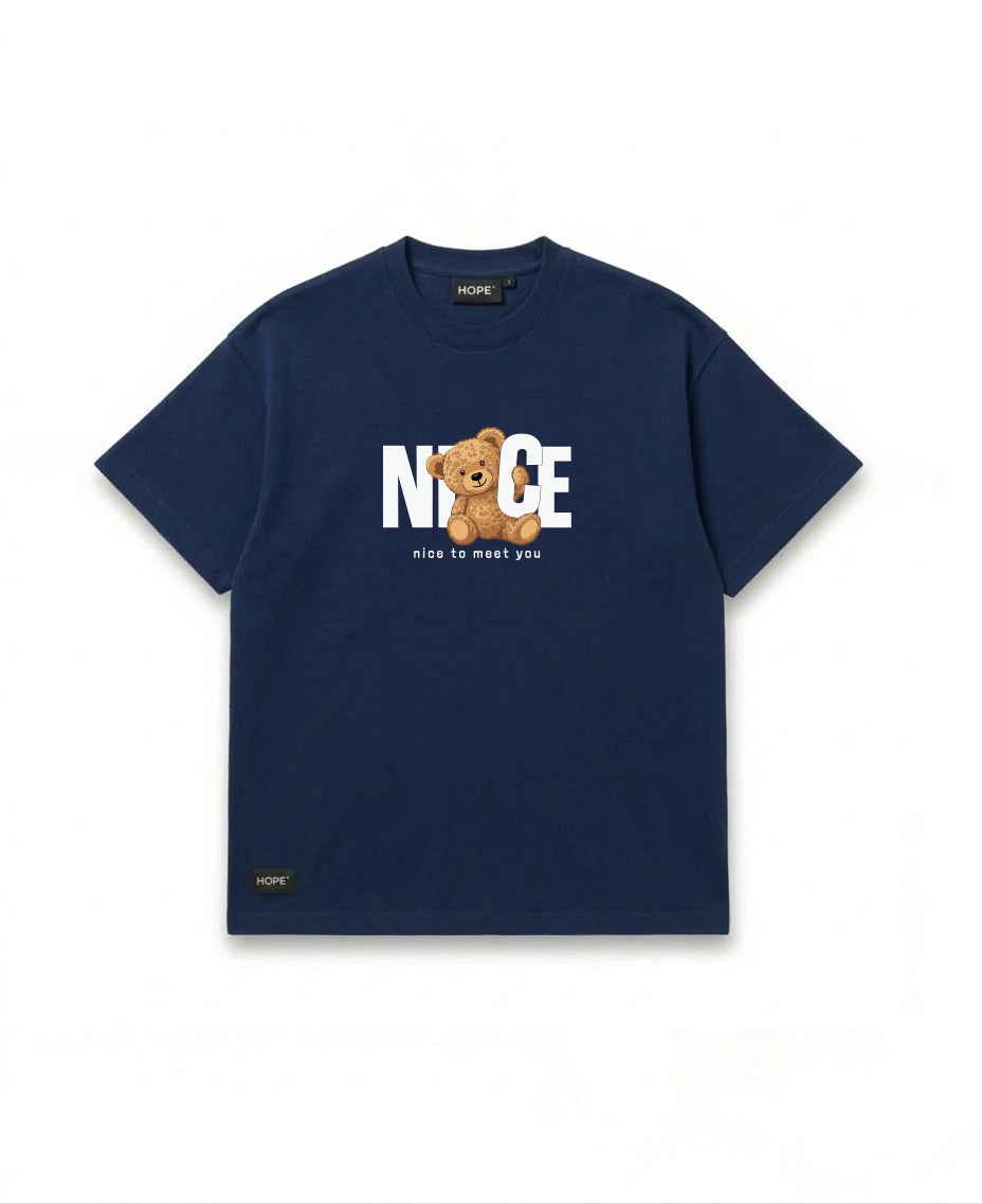 NICE Teddy Oversized T-Shirt | “Nice to Meet You” Graphic Tee | Premium Cotton | Unisex
