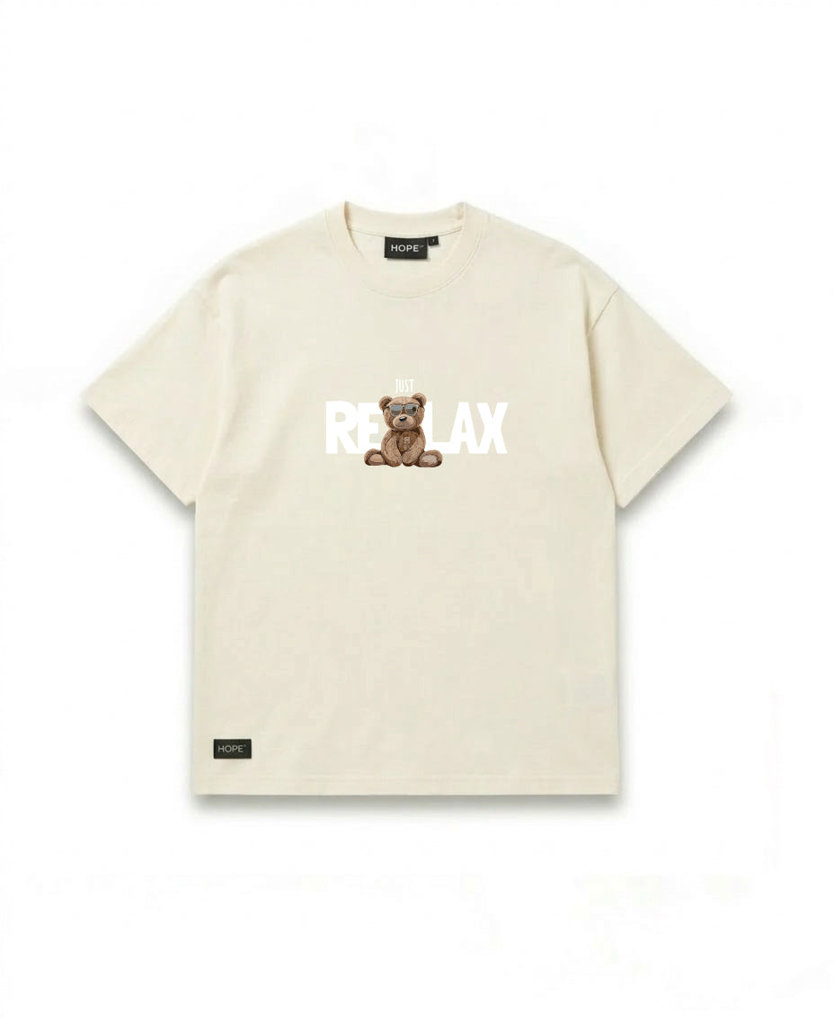 JUST RELAX Teddy Oversized T-Shirt | Premium Cotton | Casual Graphic Tee | Unisex