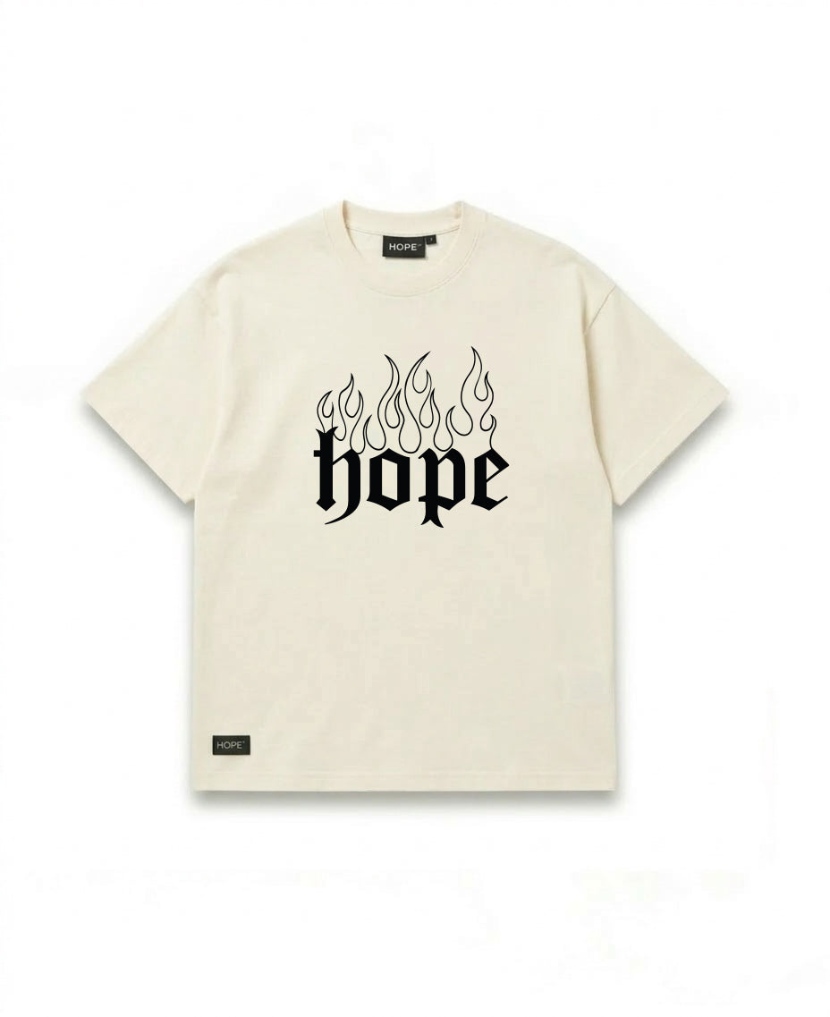 Flame HOPE Gothic Oversized T-Shirt | Bold Street Graphic Tee | Premium Cotton | Unisex