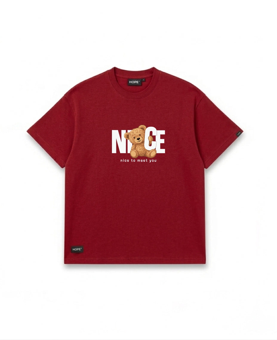 NICE Teddy Oversized T-Shirt | “Nice to Meet You” Graphic Tee | Premium Cotton | Unisex
