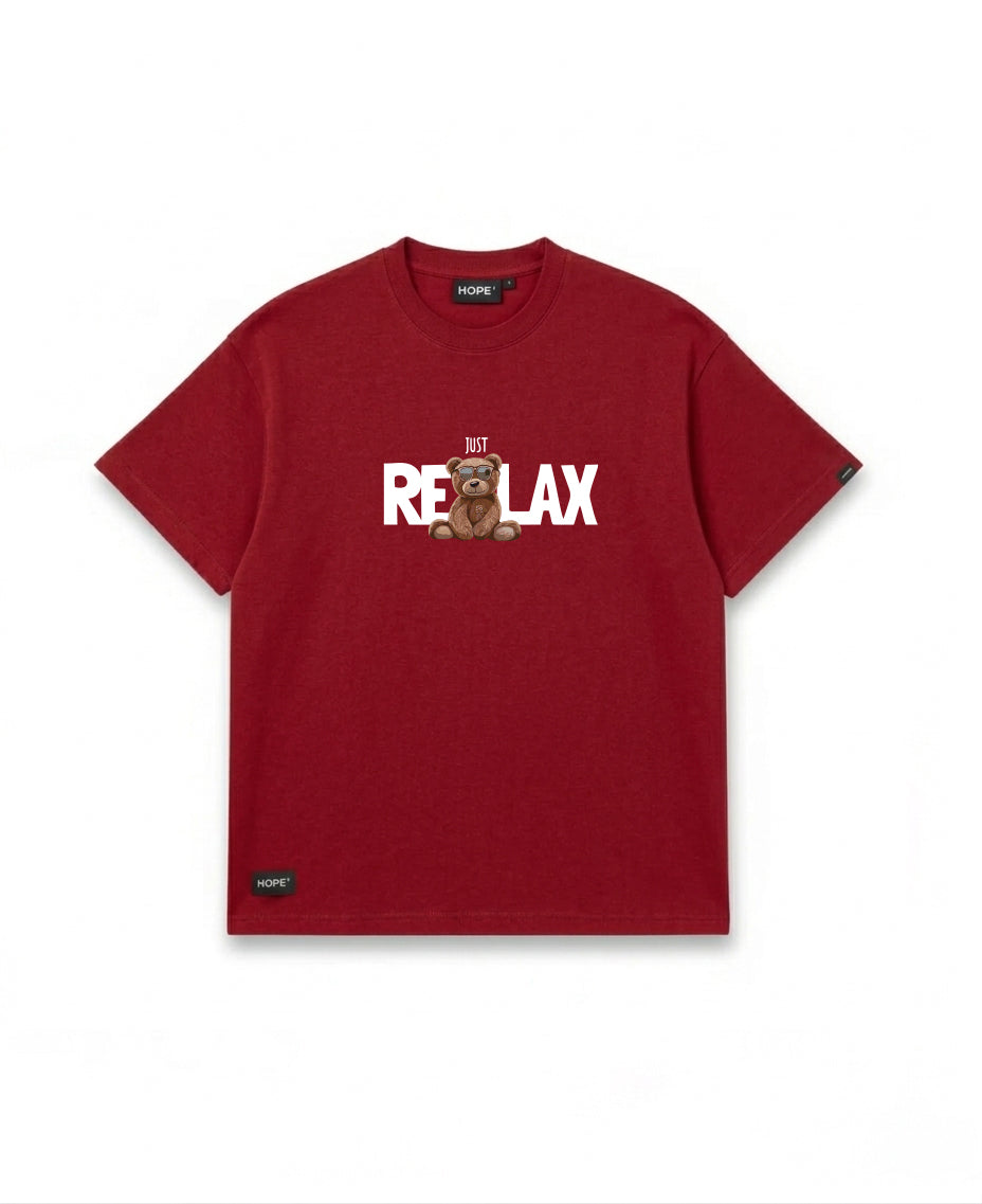 JUST RELAX Teddy Oversized T-Shirt | Premium Cotton | Casual Graphic Tee | Unisex