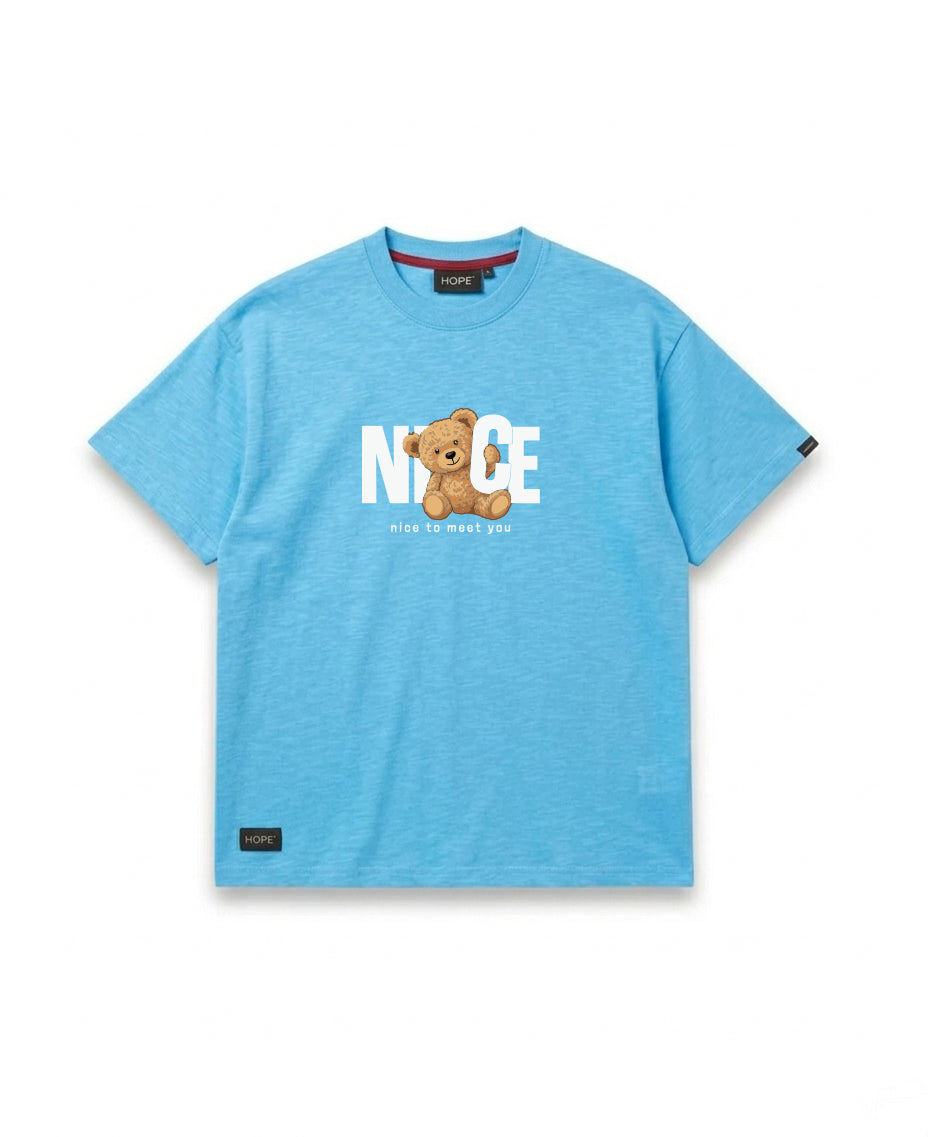 NICE Teddy Oversized T-Shirt | “Nice to Meet You” Graphic Tee | Premium Cotton | Unisex