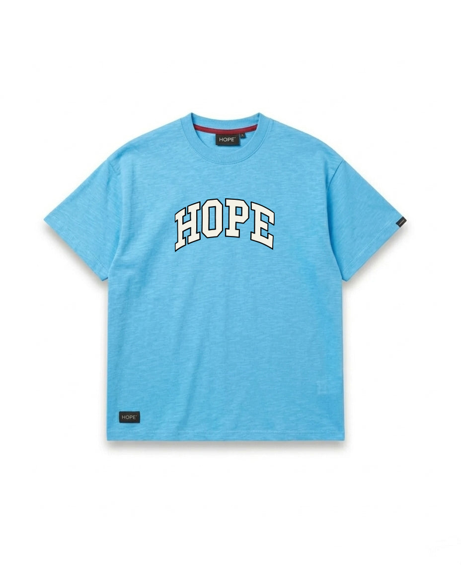 HOPE Classic Logo Oversized T-Shirt | Sky Blue Minimal Tee | Premium Cotton | Unisex Streetwear