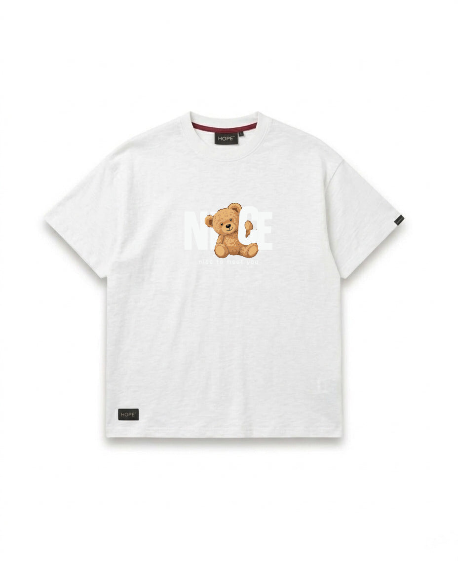 NICE Teddy Oversized T-Shirt | “Nice to Meet You” Graphic Tee | Premium Cotton | Unisex