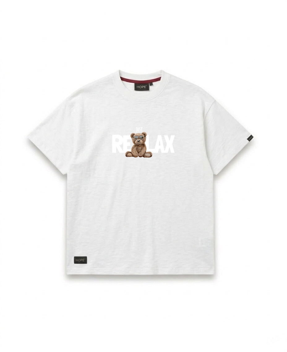 JUST RELAX Teddy Oversized T-Shirt | Premium Cotton | Casual Graphic Tee | Unisex