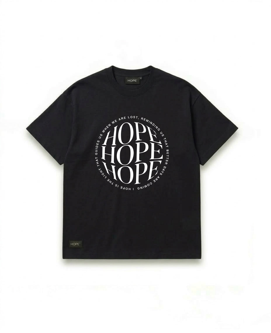 HOPE Minimal Circle Typography T-Shirt – Premium Oversized Cotton Tee (Beige)