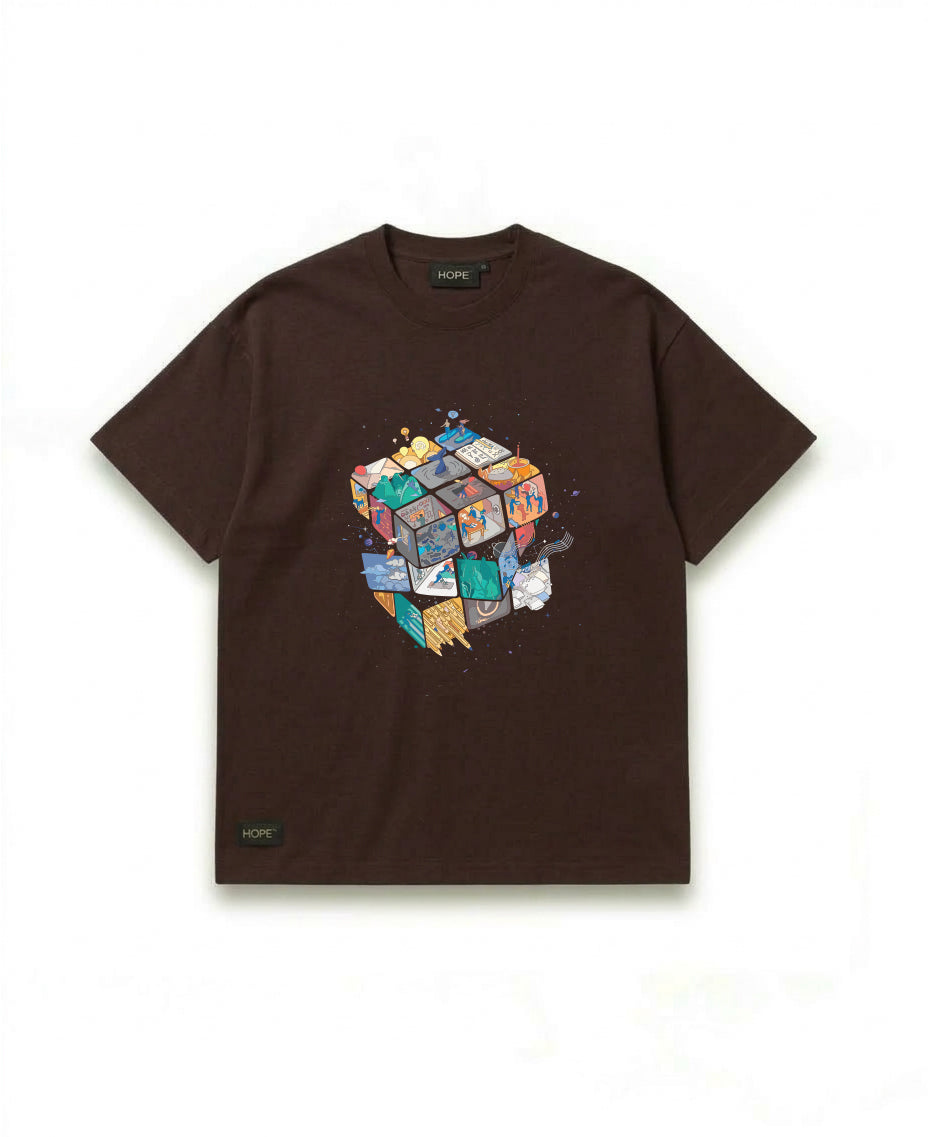 HOPE Oversized Graphic T-Shirt – Premium Cotton | Abstract Cube Art Design