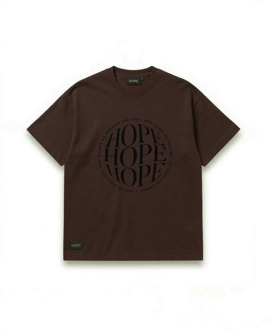 HOPE Minimal Circle Typography T-Shirt – Premium Oversized Cotton Tee (Beige)