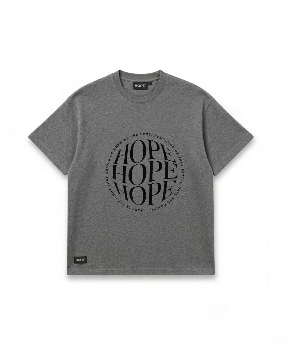 HOPE Minimal Circle Typography T-Shirt – Premium Oversized Cotton Tee (Beige)