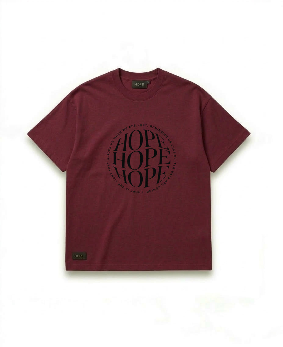 HOPE Minimal Circle Typography T-Shirt – Premium Oversized Cotton Tee (Beige)