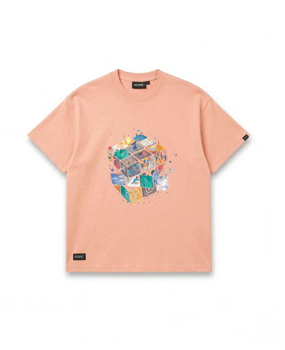 HOPE Oversized Graphic T-Shirt – Premium Cotton | Abstract Cube Art Design