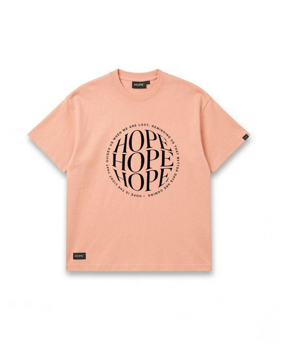 HOPE Minimal Circle Typography T-Shirt – Premium Oversized Cotton Tee (Beige)